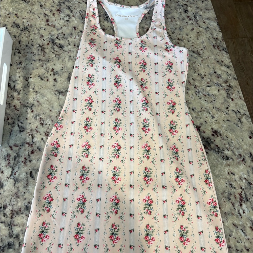 LoveShackFancy Cream Floral Dress